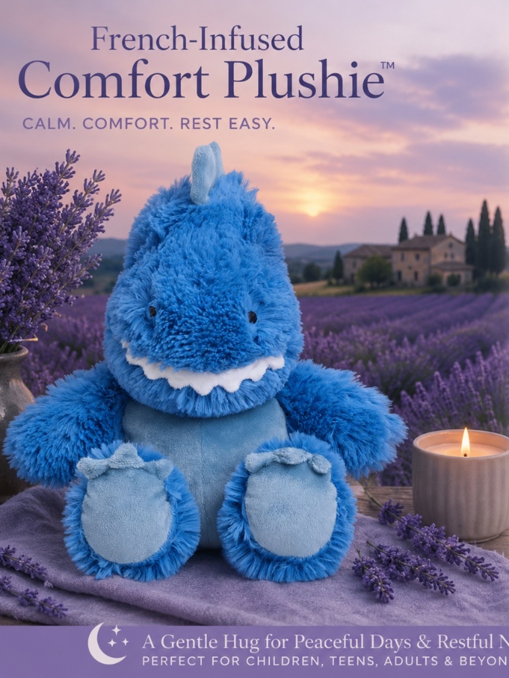 Dinosaur French Infused Lavender animal, alleviates stress and anxiety, chemo